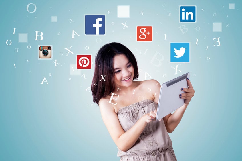 Representación del uso de redes sociales para publicidad